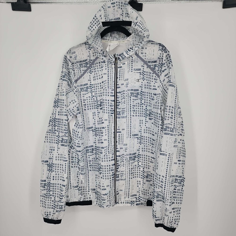 Champion Women's White Printed Lightweight Jacket Full Zipper Size XL